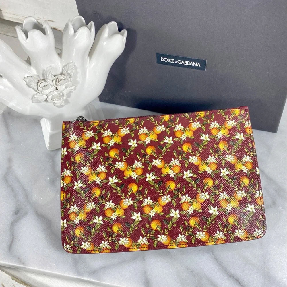Dolce & Gabbana Leather Tangerine Pouch